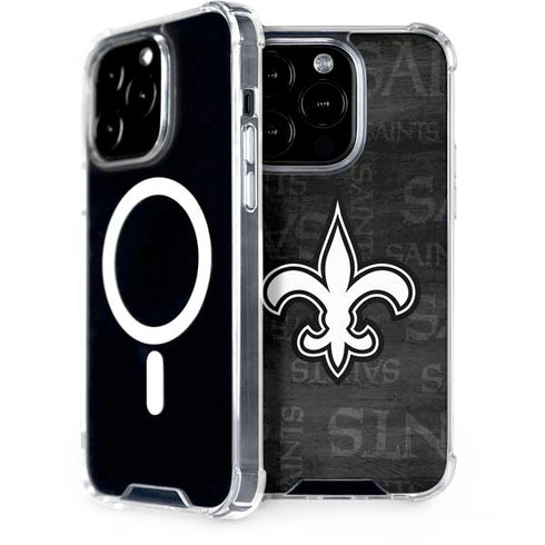 NFL New Orleans Saints Black & White iPhone 15 Pro MagSafe Case